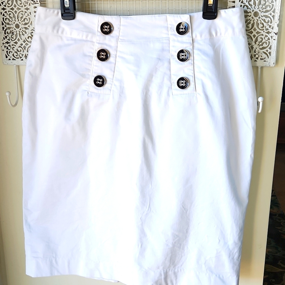 Luciano Dante Nautical Style Cotton Blend Skirt sz 8 white beachy sailor
